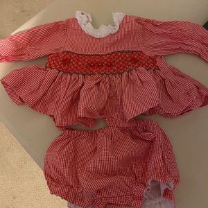 Cecil and Lou smocked Christmas outfit